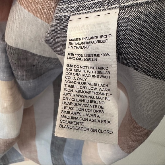 Chico's No Iron 100% Linen Stripe Sleeveless Tank Top Size 4 (US 20) NWT - Picture 3 of 4